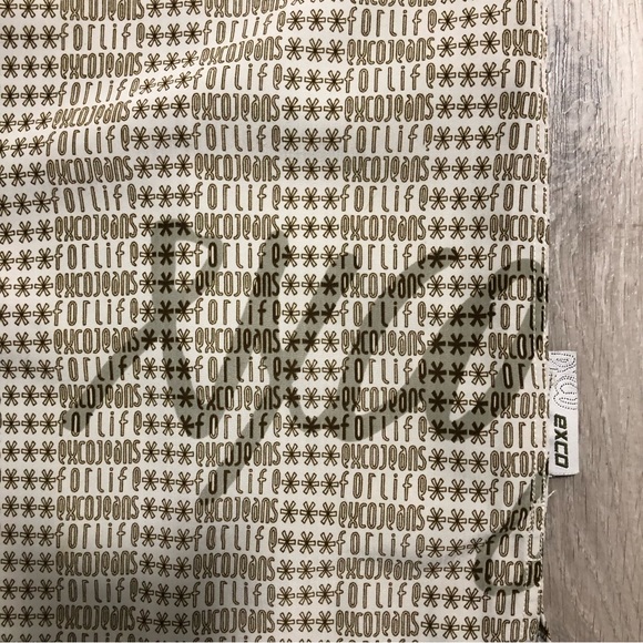 Exco Jeans for Life AOP Spell out Short sleeve top Dress shirt tan & brown XL 🤎 - Picture 5 of 11